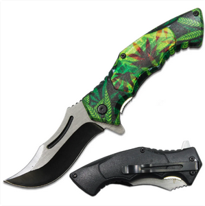 Cannabis Handle Folding Knife